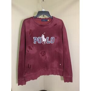 Polo Ralph Lauren Crewneck Sweatshirt Distressed Size L custom